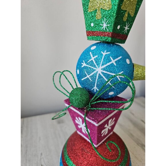 Pier 1 glitter ornament centerpiece vintage Xmas decor blue green unique retired - Picture 2 of 10